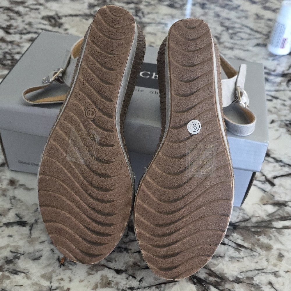 Good Chic Silver and Tan Women's Sandals - Picture 7 of 8